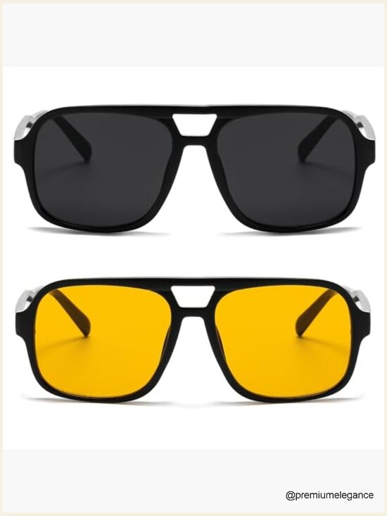Retro Aviator Sunglasses Oversized Square UV400 Protection Vintage Classic main image 7